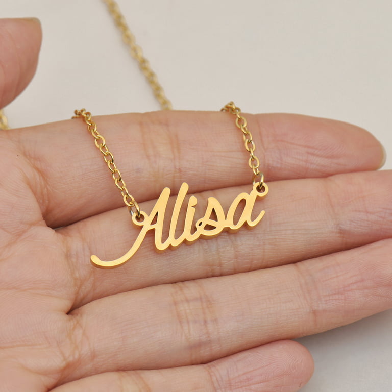 HUAN XUN Personalized Custom Initial Pendant Name Necklaces for Women Girls in Gold Silver 